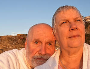 Sant Pol de Mar, Sonnenaufgang, Anita und Hartmuth