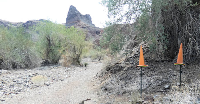 2025-04-02 Buckskin Trail, Trailhead mit Pilonen