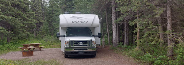 Bow Valley Campground, Unser Wohnmonbil auf der Campsite B11